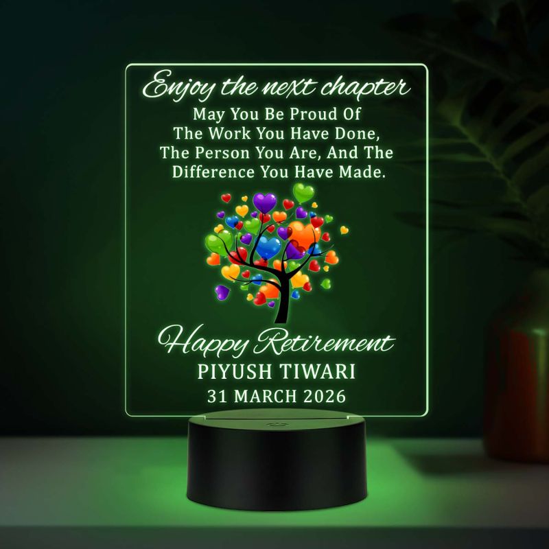 Personalized Retirement UV Print Color Changing LED Lamp     Enjoy The Next Chapter  Light